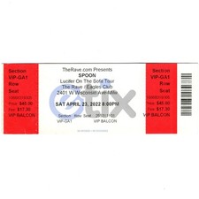 SPOON Concert Ticket Stub MILWAUKEE WI 4/23/22 LUCIFER ON THE SOFA TOUR Rare
