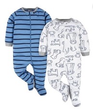 Baby Boy Zip Footed Pajamas 6-9 Months Sleeper 2 PC Set Cute Dog Pjs New