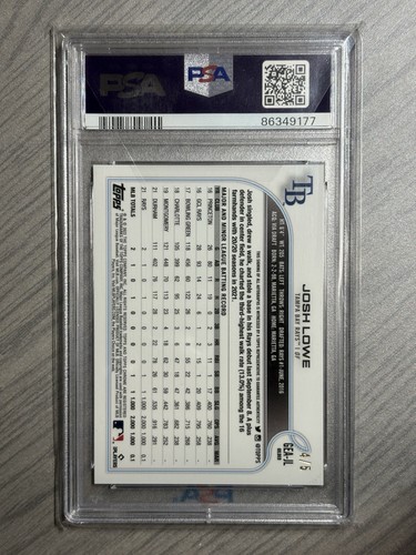2022 Topps Chrome Gilded Josh Lowe Red Refractor Rookie RC Auto /5 PSA 10 GEM MT - Picture 2 of 2