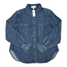 Anthropologie Cloth & Stone Women’s Size XS Denim Button Down Shirt Soft NWT