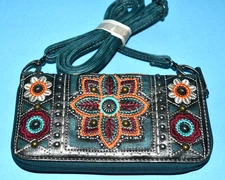 NEW WOMENS WESTERN "AMERICAN BLING" BLUE WALLET ~ WRISTLET or STRAP ~ ZIPPERED