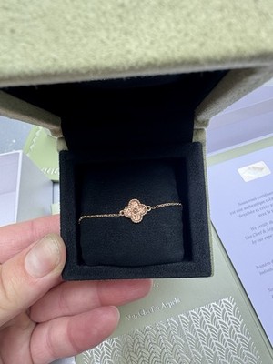 Van Cleef & Arpels 18k Rose Gold Clover Charm Cable Chain Bracelet
