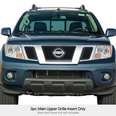 For Nissan Frontier 09-21 APG GR14GFF41H 3-Pc Black 1.8 mm Wire Mesh Main Grille
