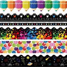 Bulletin Board Borders Decorations 90 Pieces 100 Feet, Scalloped Border Trim ...