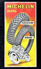 Affiche ancienne MICHELIN MOTO « Flèche d’Or Zigzag »