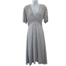 Faithfull The Brand Dress Womens 10 Sonja Midi White All Over Floral Cottage