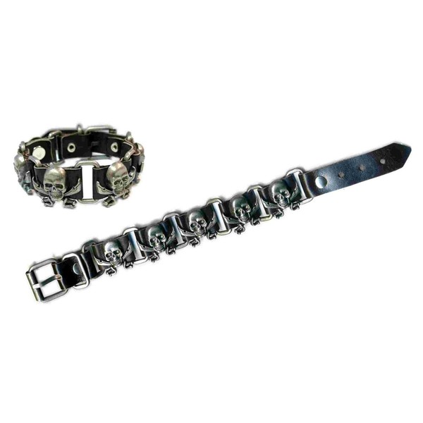The Rock Shop Lederarmband - Jolly Roger Schwarz-image