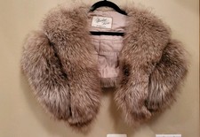 Vintage Genuine Silver Fox Fur Stole Wrap Cape 44" L and 12" W