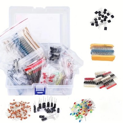 A 1,400-piece basic electronic component kit for beginners: including capacit...