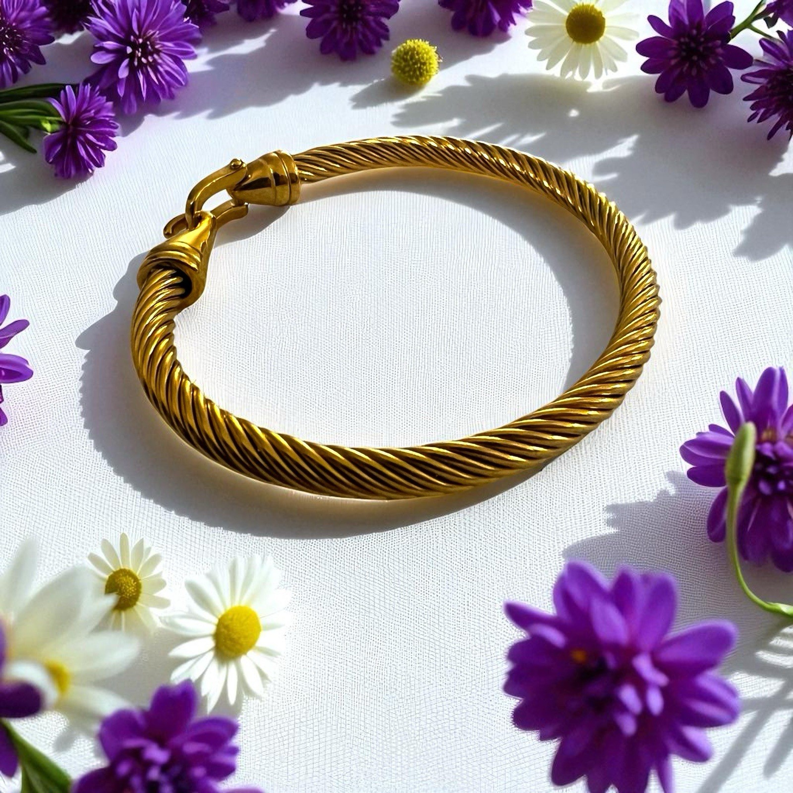 Twisted Cable Bracelet Cable Cuff  Hook Bangle Go… - image 19