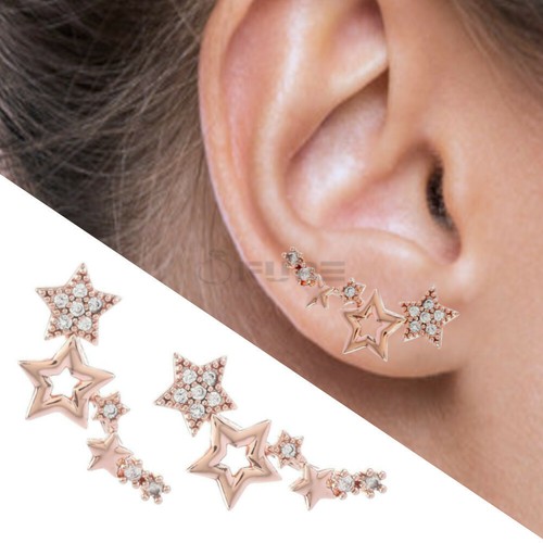 Hypoallergenic Classic Ear Climber Stars Style Fashion Earrings Sterling Silver - Picture 12 of 28