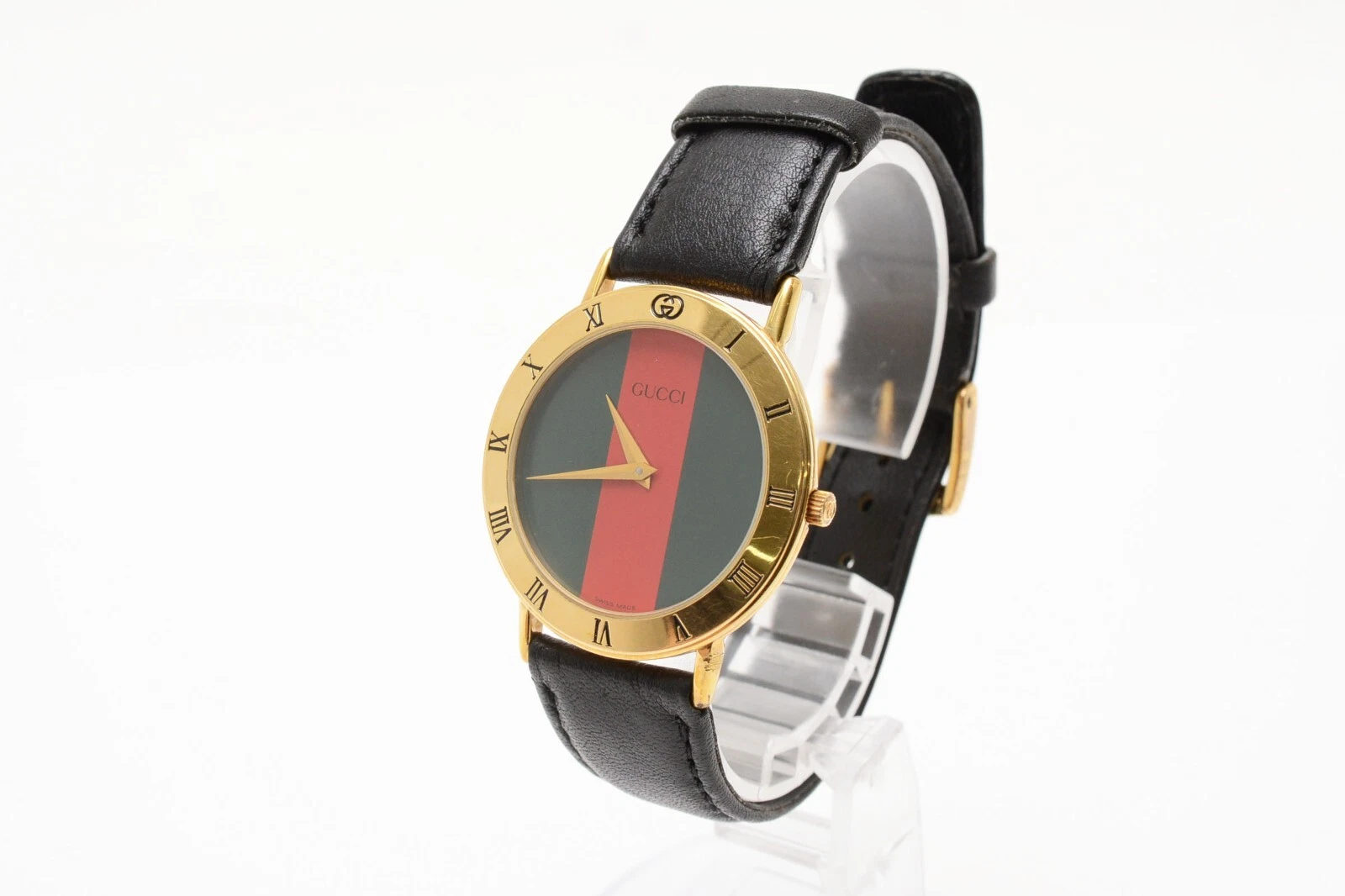 [EXC+5] GUCCI 3000,2,M cadran vert/rouge quartz 33 mm montre pour homme fabrication suisse JAPON