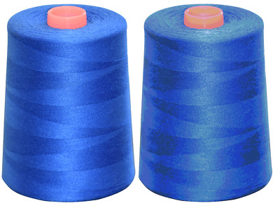 12,000 Yard Royal Blue Sewing Machine Thread 2 Spool Cones Supplies Spun Poly 