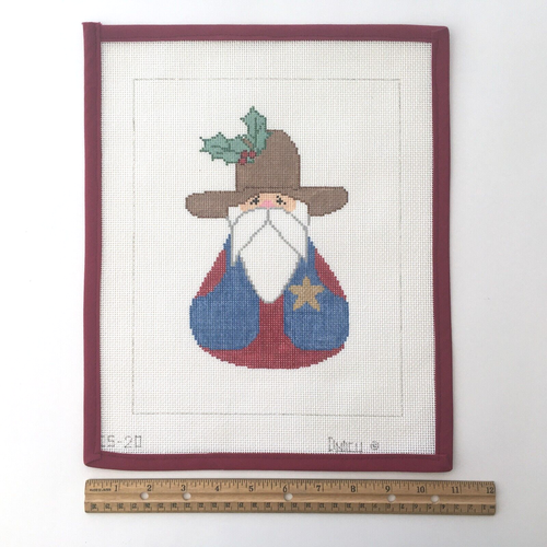 PAINTED PONY Handpainted Needlepoint Canvas Ornament Santa Sheriff 13 Mesh - Picture 4 of 4