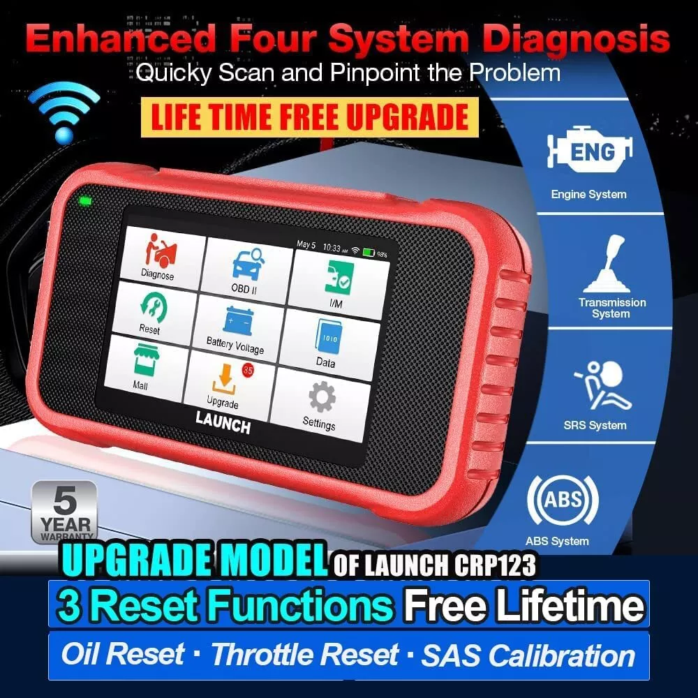 Launch CRP123E OBD2 Code Reader Diagnostic Support Engine ABS Airbag SRS  Transmission Lifetime Free Update