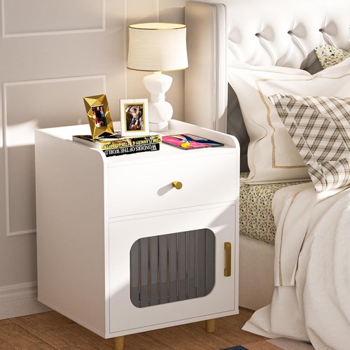 Nightstand,Modern Side Table with 2 Storage Drawer,Bedside Large, God -1 Pack
