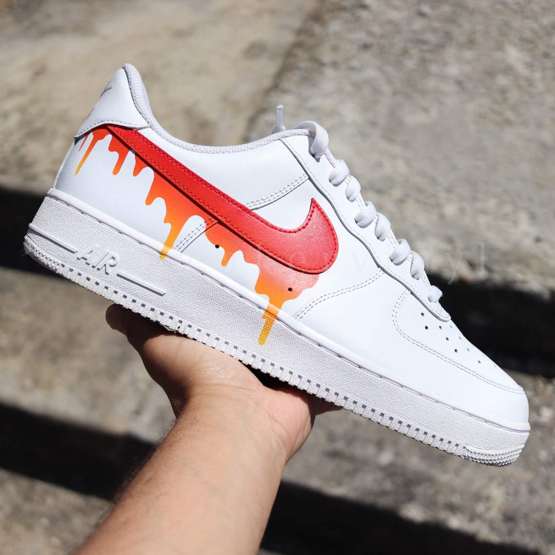 Customized Air Force 1 Low Top SUN FIRE Paint Drip Sneaker Custom