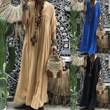 Übergröße Damen Spitze Kaftan Maxikleid Tunikakleid Boho Sommerkleid Strandkleid