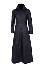 Vampire Ladies Coat Black Full-length Flare Coat 100% Leather Size : 8 - 20