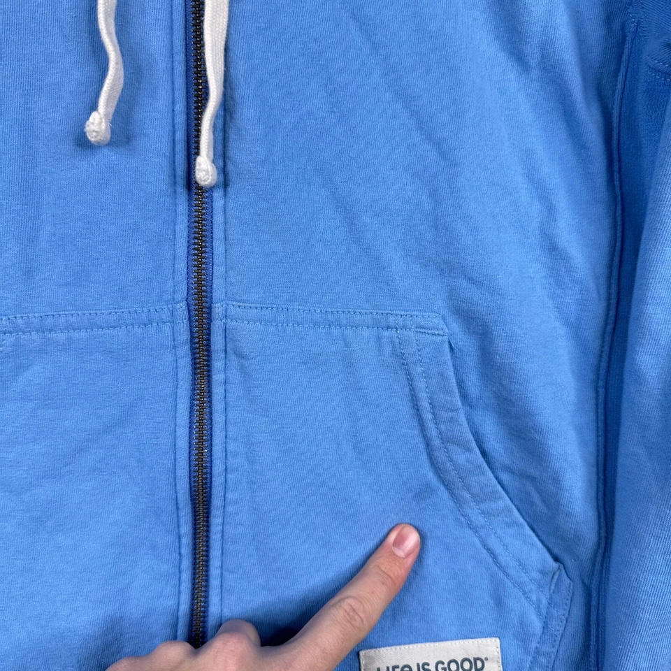 Life is Good Sudadera con Capucha Mujer Mediana M Azul Cremallera Completa Margarita Floral Logo Chaqueta Foto 4 de 4
