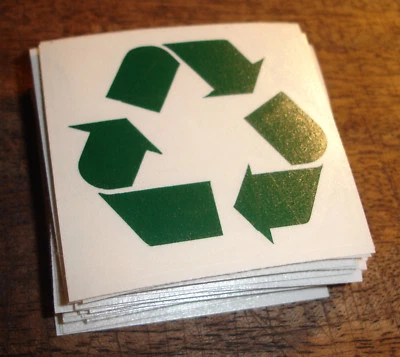 AUTOM* DESIGN AND TECHNOLOGY 2x Green recycle contour cut vinyl sticker - Recycling Green Eco Bin Small(50mm)