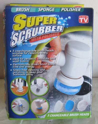 2018 Super Scrubber with Polisher 3 Interchangeable Spinning Brush Heads Seen TV - Bild 1 von 4
