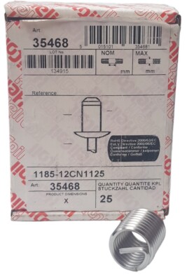 25x 3/4'' FREILAUFENDER EINSATZ verzinkt 1,25'' HELICOIL A1185-12CN1125 Gewinde