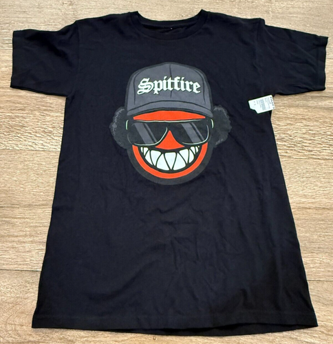 Vintage Retro Skateboarding Spitfire Wheels Streetz Black T-Shirt Size Small NWT