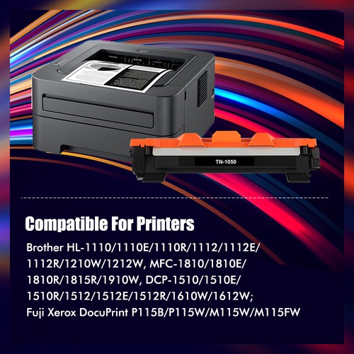 TN1050 Cartucho de Tóner Compatible para Brother DCP-1612W, DCP-1610W, DCP- 1510, DCP-1512, HL-1212W, HL-1210W, HL-1110, HL-1112, MFC-1910W, MFC-1810 (2 Negro