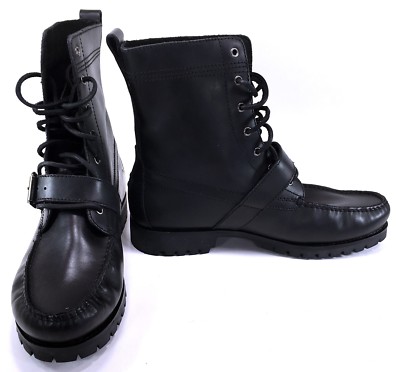Polo Ralph Lauren Shoes Radbourne Straps Black Boots Size 10