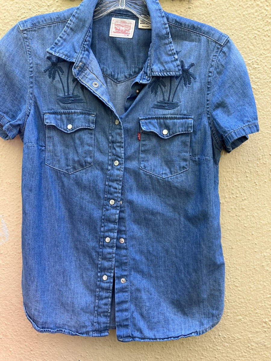 Levi's Short Sleeve Denim Shirt Levi's Denim Embroidered