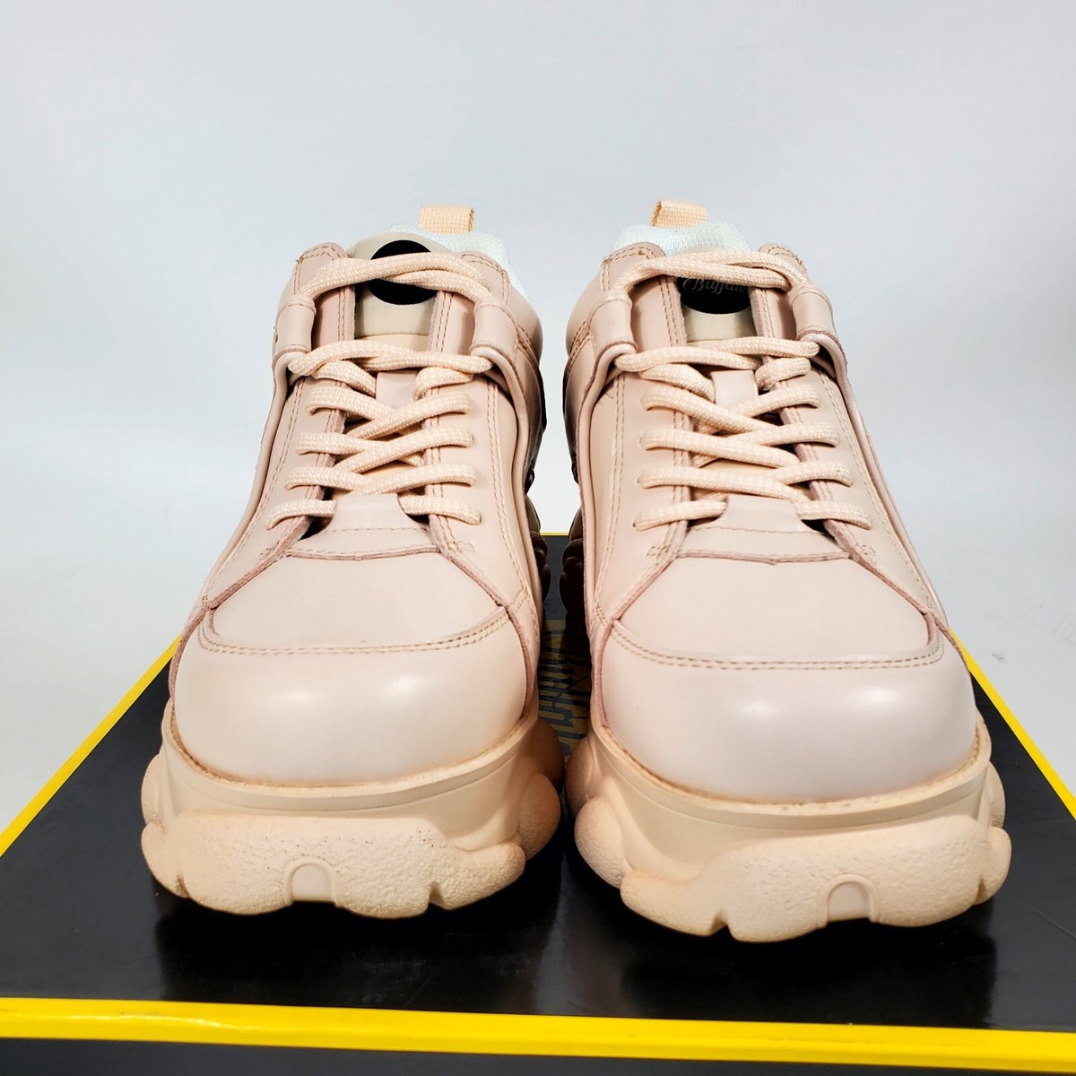 Buffalo London “Corin” Women's NWB Pink Nubuck Chunky Sneaker Lace
