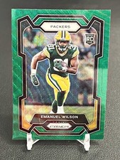 2023 Prizm Football Green Wave Emanuel Wilson Green Bay Packers Rookie RC #335