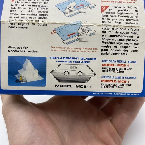 OLFA 45 DEGREE MOUNT BOARD CUTTER MC-45 MAT CUTTING VINTAGE JAPAN NEW IN BOX - Picture 8 of 8