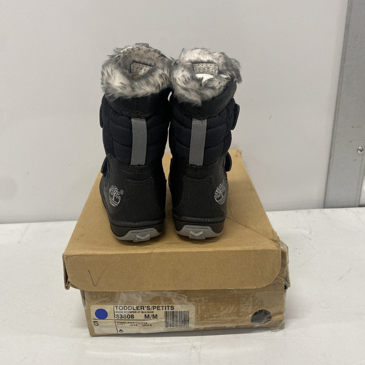 Timberland Snow Stomper Boots Size 5 Toddler Fur Thermolite Black