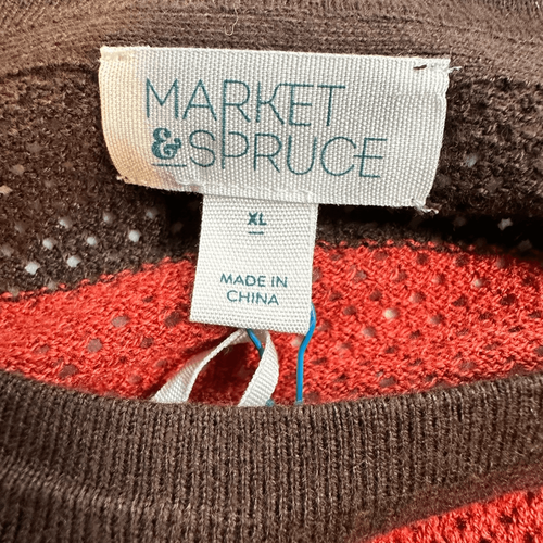 NWT Market & Spruce Women’s Cable Knit Brown Pink Striped Sweater - Size XL - Picture 4 of 6