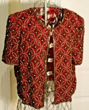 Stenay Beaded Silk Jacket - Sz M - Elaborate Beading - Evening Jacket