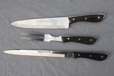 Mid century modern teak handle carving set Emperor Steel full tang