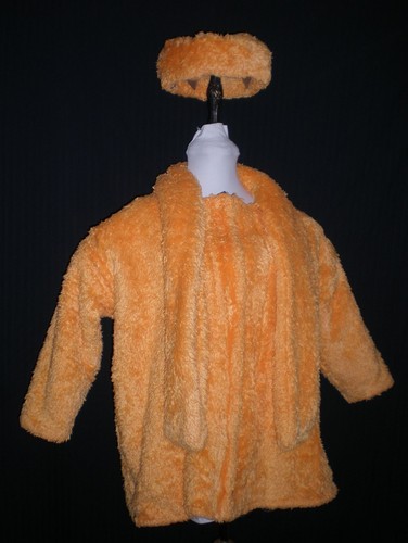 Girls Tangerine Long Pile Fuzzy Coat/Attached Scarf&Matching Hat C:46 W:44 L:27 - Imagen 7 de 11