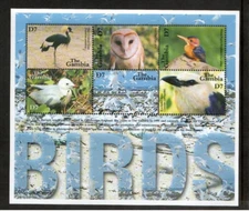 Gambia 2002 - Birds Owl - Sheet of 6 Stamps - Scott #2677 - MNH