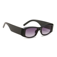 Sport Dark Black Frame Retro Swift Rectangle Purple Tint Lens Hip Hop Sunglasses