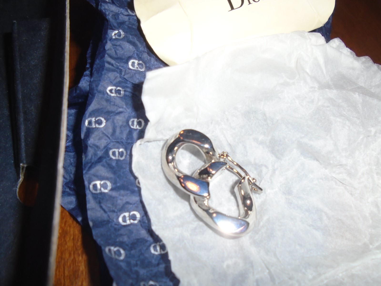 DIOR GOURMETTE SILVER TONE LOGO ID BRACELET w/ EXTENDER LIP GLOSS DUO