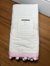 Pottery Barn Kids Pom-Pom Crib Skirt Pink/White