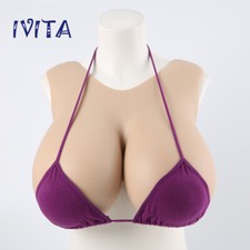 C-J Cup Silicone Breast Forms Drag Queen Fake Boobs Crossdressing Half-body Suit