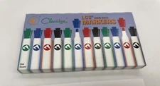12Pk Claridge Markers LCS Liquid Chalk Fiber Tip Red Green Blue Black Dry Erase