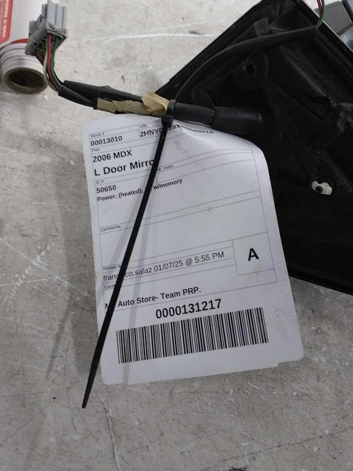 Espejo retrovisor izquierdo Acura MDX 2006 azul memoria térmica eléctrica 127327 usado Foto 2 de 4