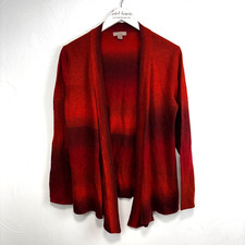 White Stag Sweater Cardigan Ombre Red Orange Long Sleeve Knit Open Front Fall S
