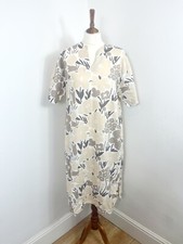 Marimekko X Uniqlo Beige Brown Floral Linen Cotton Lagenlook Tunic Dress XS