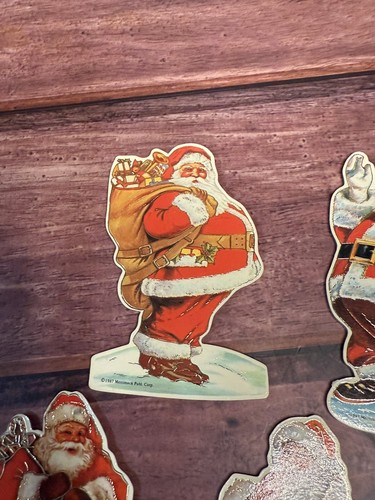 De colección 1987 5 troquelados doble cara Santa Claus adorno de Navidad Merrimack - Imagen 8 de 8