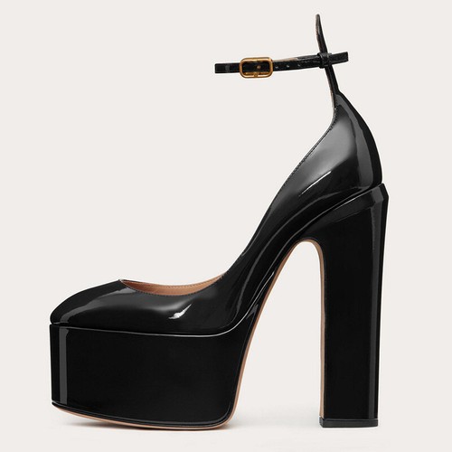 Botas para mujer de plataforma súper altas con tacones de bloque de cuero sintético punta redonda punta redonda - Imagen 26 de 29